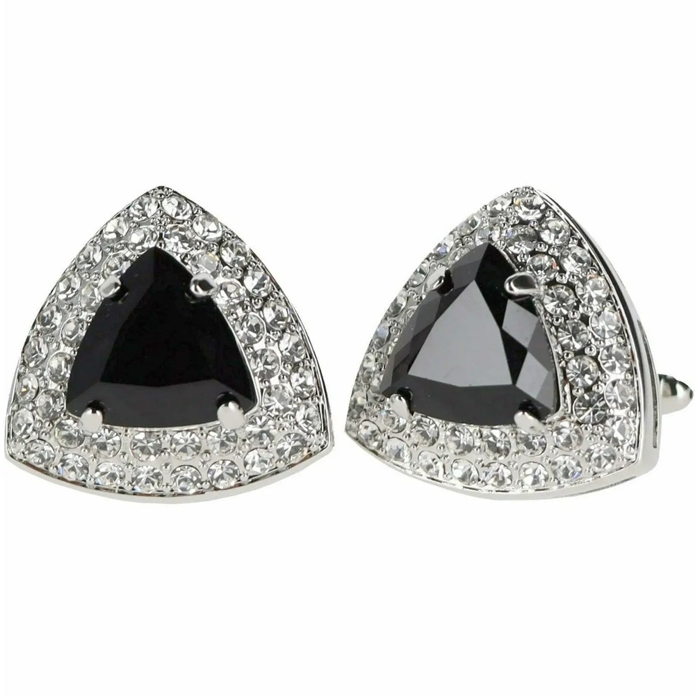 Vittorio Vico Triangular Crystal Diamond Set Cufflinks